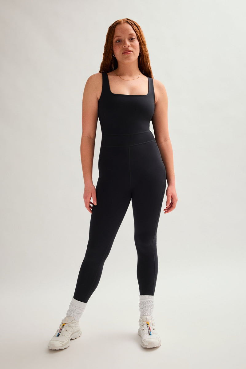 Black Luxe Paneled Unitard