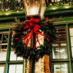 Christmas Market wreathes on lamps