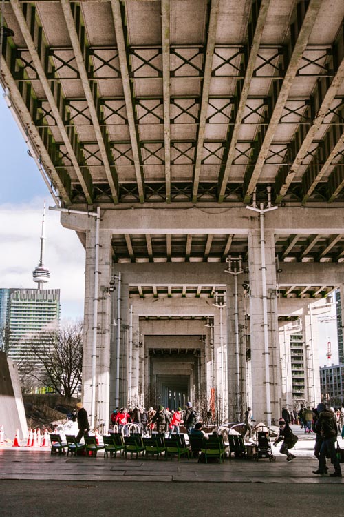 Fort York The Bentway Skating Rink under the Gardiner